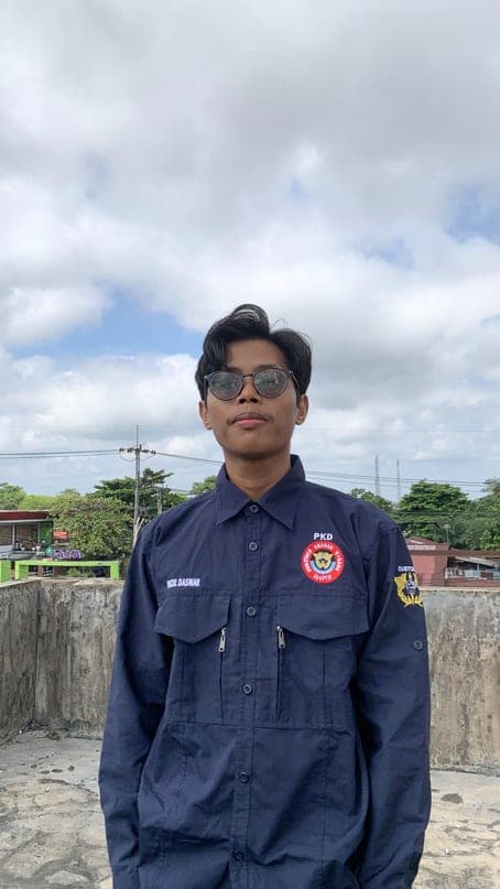Kemeja PDL navy banyak kantong dengan bordir logo