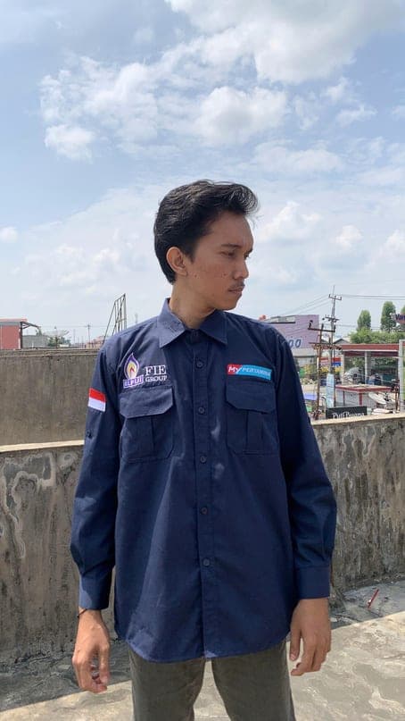 Kemeja PDL navy lengan panjang dengan bordir