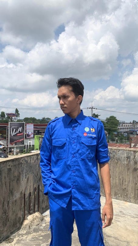 Setelan seragam kerja biru lengan panjang